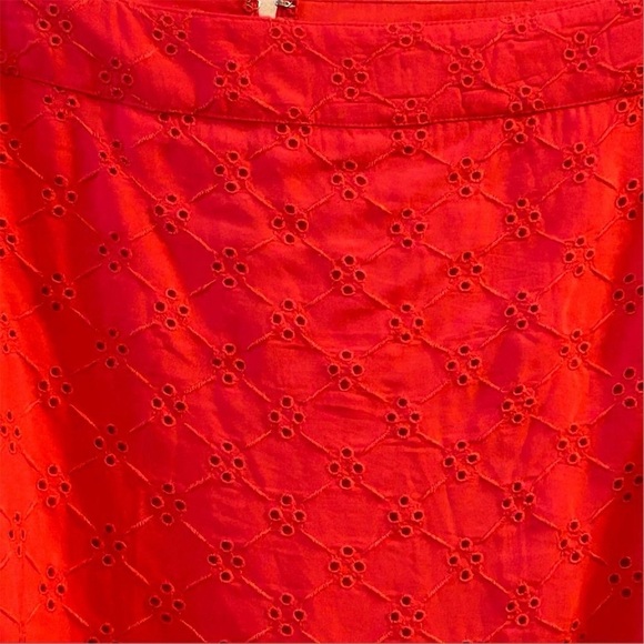 Loft Plus Size 14 eyelet flounce hem skirt Pink A-Line Ruffle Knee Length Skirt - Picture 6 of 10